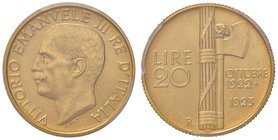 Vittorio Emanuele III (1900-1946) 20 Lire 1923 – Nomisma 1082 AU R In slab PCGS.

qFDC