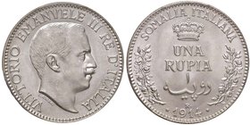 Vittorio Emanuele III (1900-1946) Somalia - Rupia 1914 – Nomisma 1417 AG R In slab PCGS MS64. Conservazione eccezionale 

FDC
