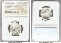 ATTICA. Athens. Ca. 440-404 BC. AR tetradrachm (24mm, 17.14 gm, 7h). NGC Choice AU 5/5 - 4/5. Mid-mass coinage issue. Head of Athena right, wearing cr...
