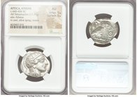 ATTICA. Athens. Ca. 440-404 BC. AR tetradrachm (25mm, 17.17 gm, 6h). NGC AU 5/5 - 5/5. Mid-mass coinage issue. Head of Athena right, wearing crested A...