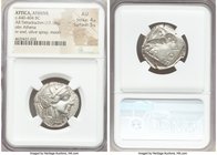 ATTICA. Athens. Ca. 440-404 BC. AR tetradrachm (24mm, 17.18 gm, 7h). NGC AU 4/5 - 5/5. Mid-mass coinage issue. Head of Athena right, wearing crested A...