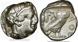 ATTICA. Athens. Ca. 440-404 BC. AR tetradrachm (25mm, 17.20 gm, 10h). NGC Choice XF 4/5 - 5/5. Mid-mass coinage issue. Head of Athena right, wearing c...