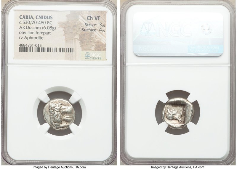 CARIA. Cnidus. Ca. 530/20-480 BC. AR drachm (16mm, 6.08 gm, 9h). NGC Choice VF 3...