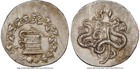 PHRYGIA. Apameia. Ca. 166-133 BC. AR cistophorus (30mm, 12.82 gm, 12h). NGC AU 4/5 - 3/5, brushed. Struck ca. 150-140 BC. Cista mystica with serpent; ...