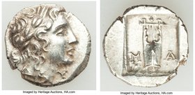 LYCIAN LEAGUE. Masicytes. Ca. 1st century BC. AR hemidrachm (14mm, 1.98 gm, 12h). AU. Series 1. Laureate head of Apollo right; Λ-Y below / M-A, cithar...