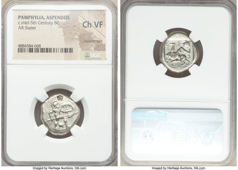 PAMPHYLIA. Aspendus. Ca. mid-5th century BC. AR stater (20mm, 6h). NGC Choice VF...
