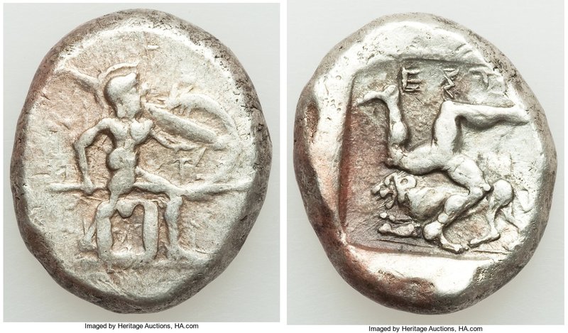 PAMPHYLIA. Aspendus. Ca. mid-5th century BC. AR stater (19mm, 10.98 gm, 7h). VF....