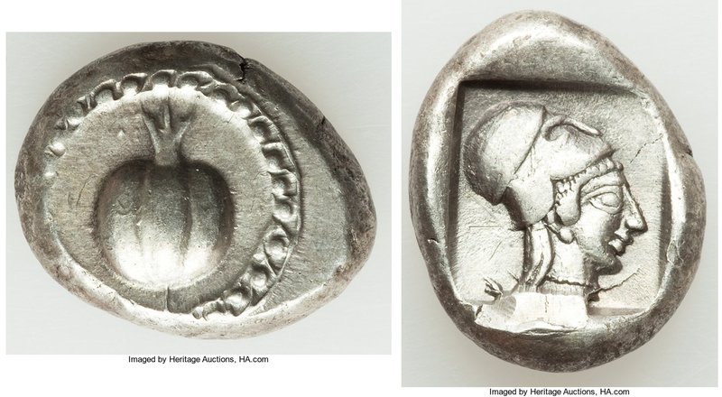 PAMPHYLIA. Side. Ca. 5th century BC. AR stater (21mm, 10.92 gm, 9h). AU. Ca. 430...