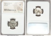 CILICIA. Mallus. Ca. 440-385 BC. AR stater (19mm, 3h). NGC VF. Beardless male, winged, in kneeling/running stance left, holding solar disk with both h...