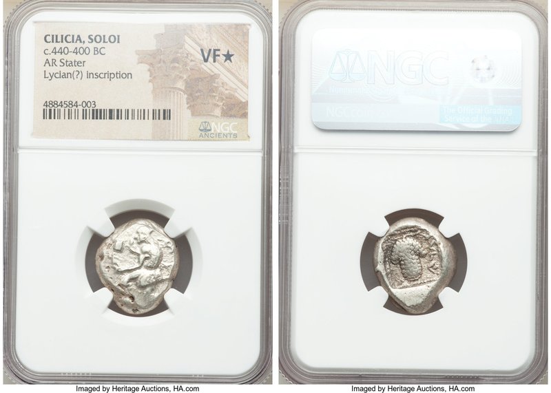 CILICIA. Soloi. Ca. 440-400 BC. AR stater (18mm, 11h). NGC VF S. Amazon, nude to...