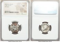 CILICIA. Soloi. Ca. 440-400 BC. AR stater (18mm, 2h). NGC VF. Amazon, nude to waist, on one knee left, wearing pointed cap, bowcase attached to belt, ...