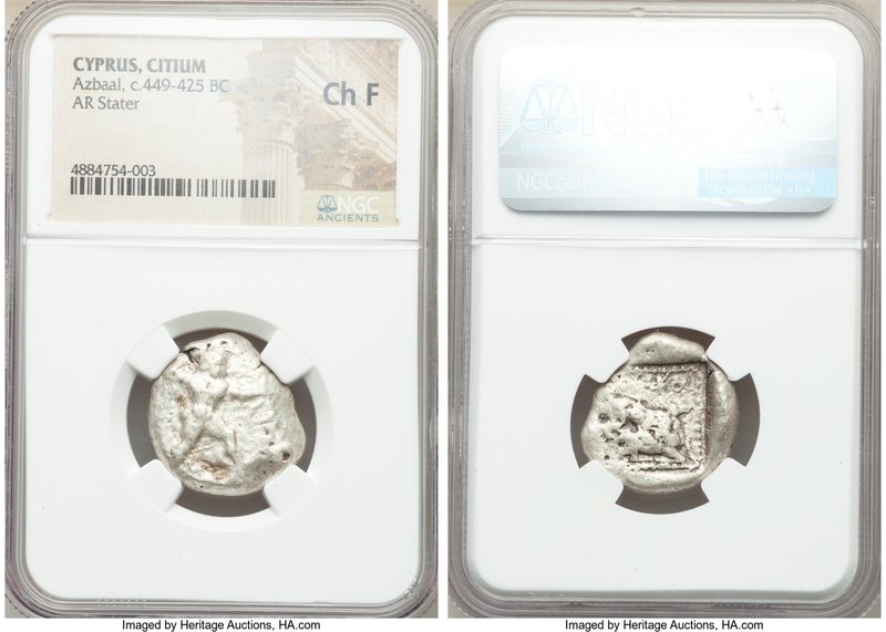 CYPRUS. Citium. Azbaal (ca. 449-425 BC). AR stater (21mm, 12h). NGC Choice Fine....