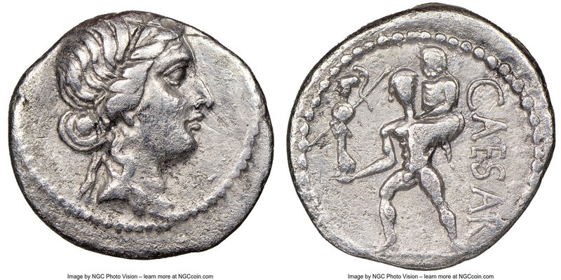 Julius Caesar, as Dictator (49-44 BC). AR denarius (18mm, 7h). NGC VF. Military ...