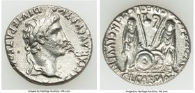 Augustus (27 BC-AD 14). AR denarius (17mm, 3.37 gm, 5h). VF, marks. Lugdunum, 2 BC-AD 4. CAESAR AVGVSTVS-DIVI F PATER PATRIAE, laureate head of August...