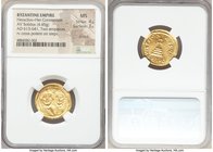 Heraclius (AD 610-641) with Heraclius Constantine. AV solidus (20mm, 4.45 gm, 7h). NGC MS 4/5 - 3/5, scratch. Constantinople, 3rd officina, ca. AD 616...