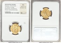 Heraclius (AD 610-641), with Heraclius Constantine and Heraclonas. AV solidus (20mm, 4.48 gm, 6h). NGC AU 5/5 - 3/5. Constantinople, 5th officina, ca....