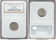 Cordoba. Provincial Real 1843-JPP AU50 NGC, KM21. Slate gray, much nicer condition than normally found. 

HID09801242017