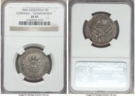 Cordoba. Provincial 2 Reales 1844 XF45 NGC, KM23. CONFEDRADA variety. Gunmetal gray-blue in exceptional condition for type. 

HID09801242017