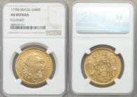 Maria I & Pedro III gold 6400 Reis 1778-R AU Details (Cleaned) NGC, Rio de Janeiro mint, KM199.2. AGW 0.4229 oz. 

HID09801242017