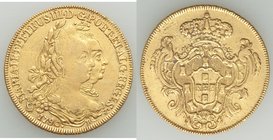 Maria I & Pedro III gold 6400 Reis 1780-R XF, Rio de Janeiro mint, KM199.2. 31.2mm. 14.22gm. 

HID09801242017