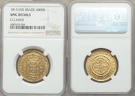 João Prince Regent gold 4000 Reis 1815/4 UNC Details (Cleaned) NGC, Rio de Janeiro mint, KM235.2.

HID09801242017