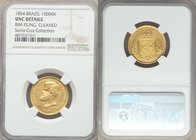 Pedro II gold 10000 Reis 1854 UNC Details (Rim Filing, Cleaned) NGC, KM467. AGW 0.2643 oz. Ex. Santa Cruz Collection

HID09801242017