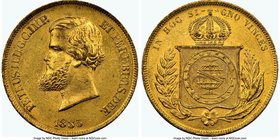 Pedro II gold 10000 Reis 1885 MS60 NGC, Rio de Janeiro mint, KM467. AGW 0.2643 oz. 

HID09801242017