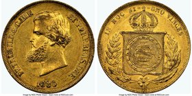 Pedro II gold 10000 Reis 1885 AU58 NGC, KM467. 

HID09801242017