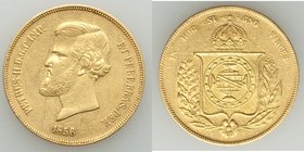 Pedro II gold 20000 Reis 1856 XF, Rio de Janeiro mint, KM468. Fr-121a. 30mm. 17.82gm. 

HID09801242017