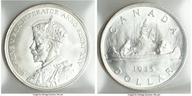 George V Dollar 1935 MS65 ICCS, Royal Canadian mint, KM30. Luster subdued by light cloudy fields. 

HID09801242017