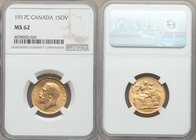George V gold Sovereign 1917-C MS62 NGC, Ottawa mint, KM20. AGW 0.2355 oz.

HID09801242017