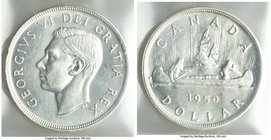 George VI 5-Piece Lot of Certified 1950 Dollars ICCS, 1) Dollar - MS64, Royal Canadian mint, KM46 2) Dollar - MS63, Royal Canadian mint, KM46. Short w...