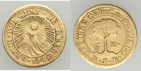 Central American Republic gold 1/2 Escudo 1846 CR-JB VF, San Jose mint, KM13.1. 14.1mm. 1.47gm. 

HID09801242017