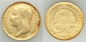 Napoleon gold 40 Francs 1807-M VF, Toulouse mint, KM-A688.3. Mintage: 4,994. 26mm. 12.87gm. AGW 0.3734 oz.

HID09801242017