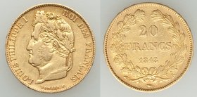 Louis Philippe gold 20 Francs 1848-A XF, Paris mint, KM750.1. 21.1mm. 6.43gm. AGW 0.1867 oz. 

HID09801242017