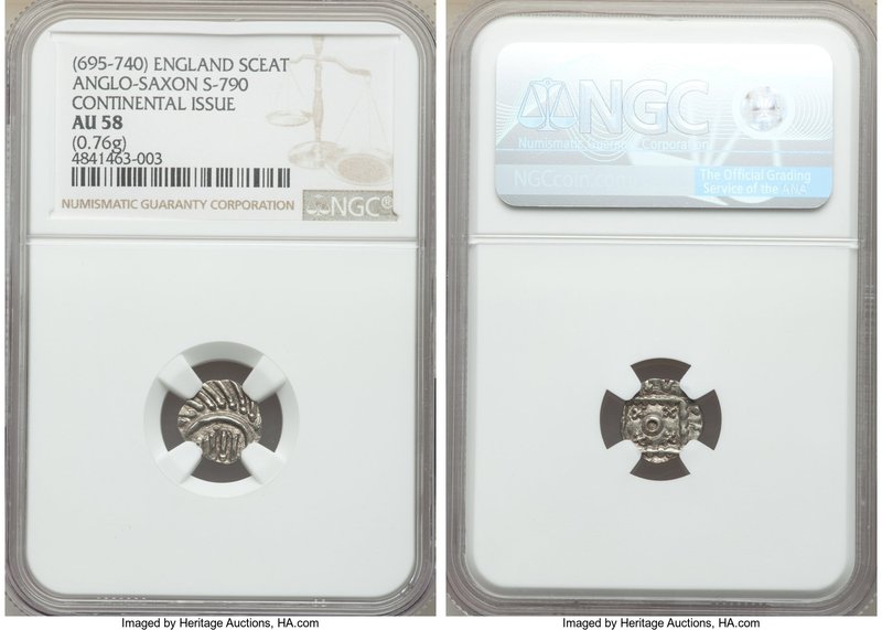 Anglo-Saxon. Continental Sceat ND (695-740) AU58 NGC, Frisian mint, S-790. (cf r...