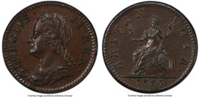 George II Farthing 1754 MS62 Brown PCGS, KM581.2. Chocolate brown glossy surfaces. 

HID09801242017