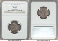 George II 6 Pence 1757 AU58 NGC, KM582.2, S-3711, ESC-1622. Lavender gray and gold toning. 

HID09801242017
