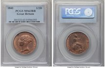 Victoria 1/2 Penny 1841 MS63 Red and Brown PCGS, KM726, S-3949.

HID09801242017