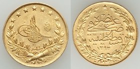 Ottoman Empire. Abdul Hamid II gold 100 Kurush AH 1293 Year 22 (1896/7) XF, Constantinople mint (in Turkey), KM730. 22.2mm. 7.25gm. AGW 0.2127 oz.

HI...