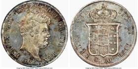 Naples & Sicily. Ferdinand II 60 Grana 1856 MS64 NGC, KM361. Bright flashy surfaces with mottled plum and cobalt toning. From the Allen Moretti Swiss ...