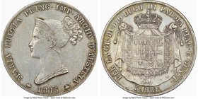 Parma. Maria Luigia 5 Lire 1815 XF Details (Cleaned) NGC, KM-C30, Dav-204. Three year type. Mintage: 44,000. Graphite gray toning over cleaned surface...