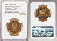 Republic gold Proof "Tubman's 75th Birthday" 25 Dollars 1970-B PR65 Ultra Cameo NGC, Bern mint, KM23. AGW 0.6745 oz. 

HID09801242017