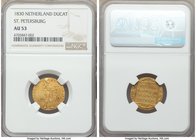 temp. Nicholas I gold Imitative Ducat 1830 AU53 NGC, St. Petersburg mint, KM50.2, Bit-23. Imitating a gold Ducat of Willem I from the Netherlands. 

H...