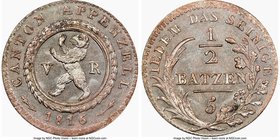 Appenzell. Canton 1/2 Batzen 1816 MS64 NGC, KM5. Lustrous where the silver is still showing on this billon coin. From the Allen Moretti Swiss Collecti...