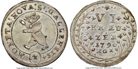 St. Gallen. City 6 Kreuzer 1790 MS64 NGC, KM94, HMZ-2-906i. Choice and lustrous. From the Allen Moretti Swiss Collection

HID09801242017