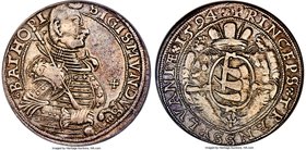 Sigismund Bathori Taler 1594 XF Details (Obverse Spot Removed), Dav-8804, Resch-181 var. Well struck, with light gray toning and surfaces displaying o...
