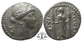P. Clodius M.f. Turrinus. 42 B.C. AR denarius
Laureate head of Apollo right; lyre behind
P · CLODIVS M · F ·, Diana Lucifera standing right, holding t...