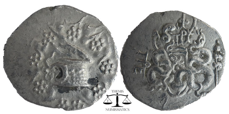 Mysia, Pergamon AR Cistophoric Tetradrachm. 133-67 BC.
Serpent emerging from cis...