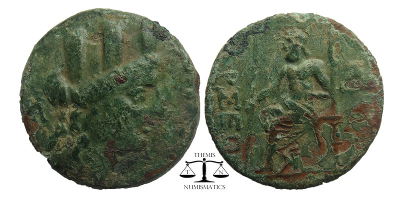 CILICIA. Tarsos. Ae (164-27 BC)
Turreted head of Tyche right; monogram to left./...